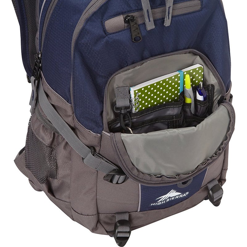 High Sierra Loop Backpack, Travel, or Work Bookbag with tablet sleeve, One Size, Sequin Facets/Bluebird/White - Image 4
